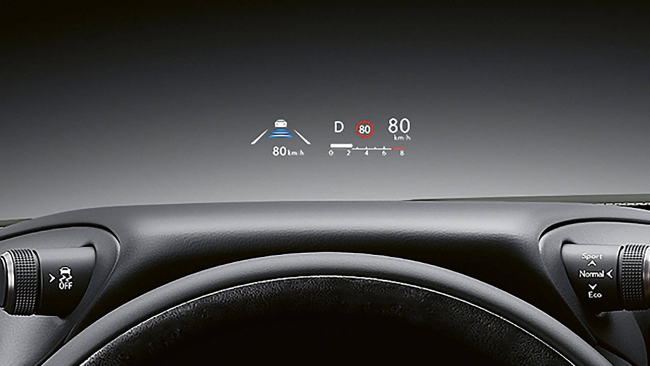 The head-up display on the Lexus ES